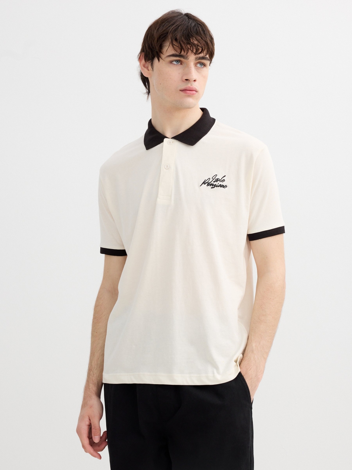 Polo embroidered text raw middle front view