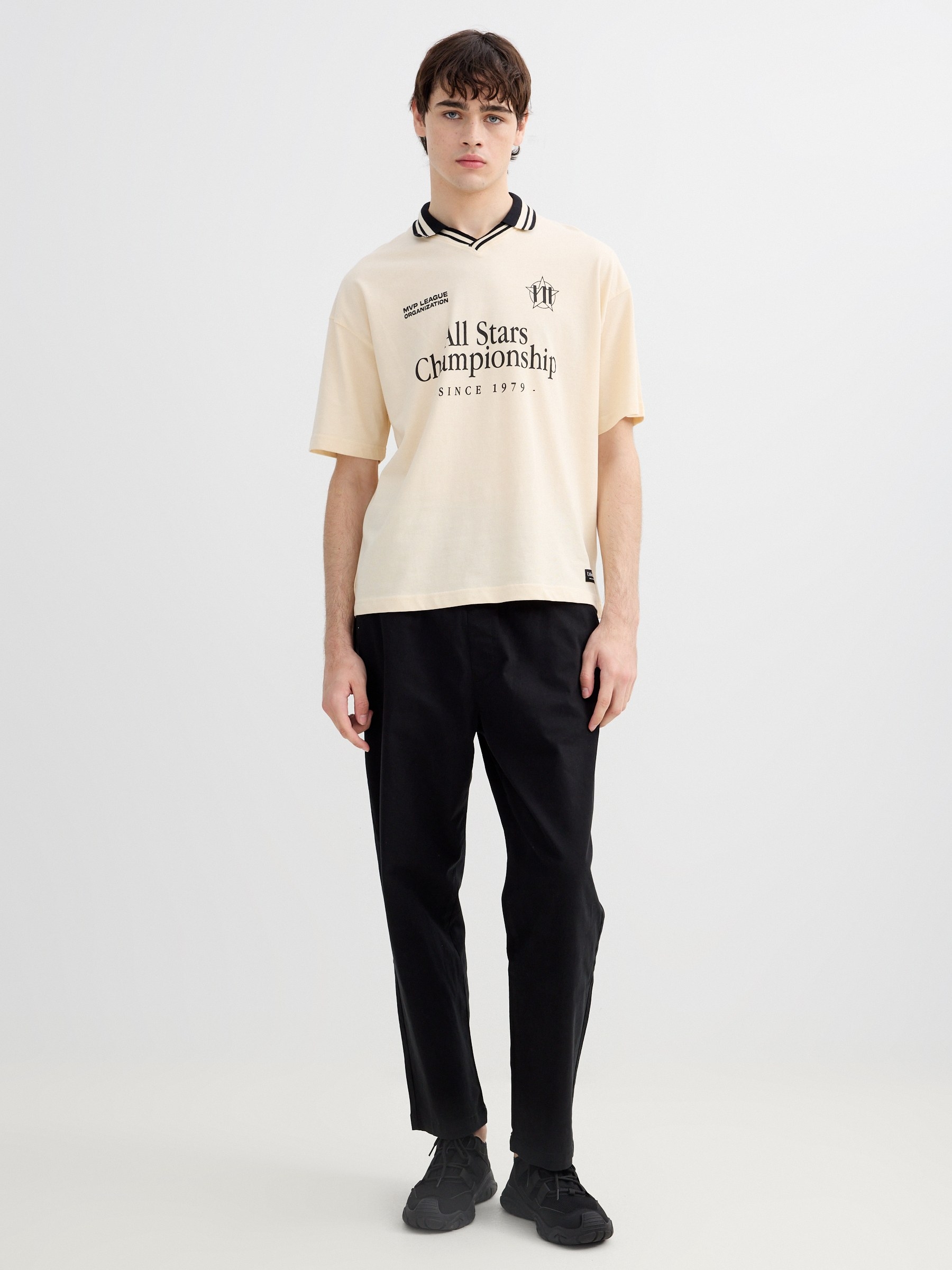 Gabardine jogger pants black front view