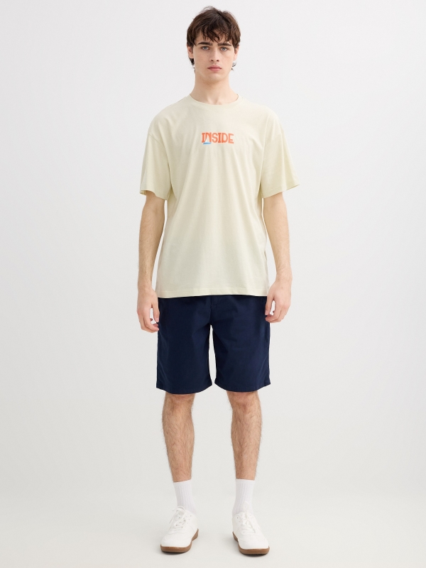 Regular chino shorts navy middle front view