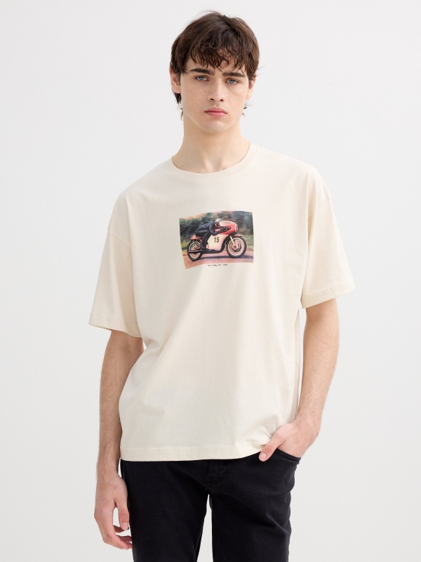 Camiseta estampado motorbike crudo vista media frontal