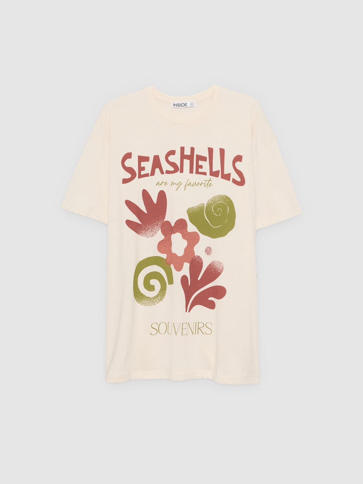%Pto% Oversized sheashells T-shirt off white front view