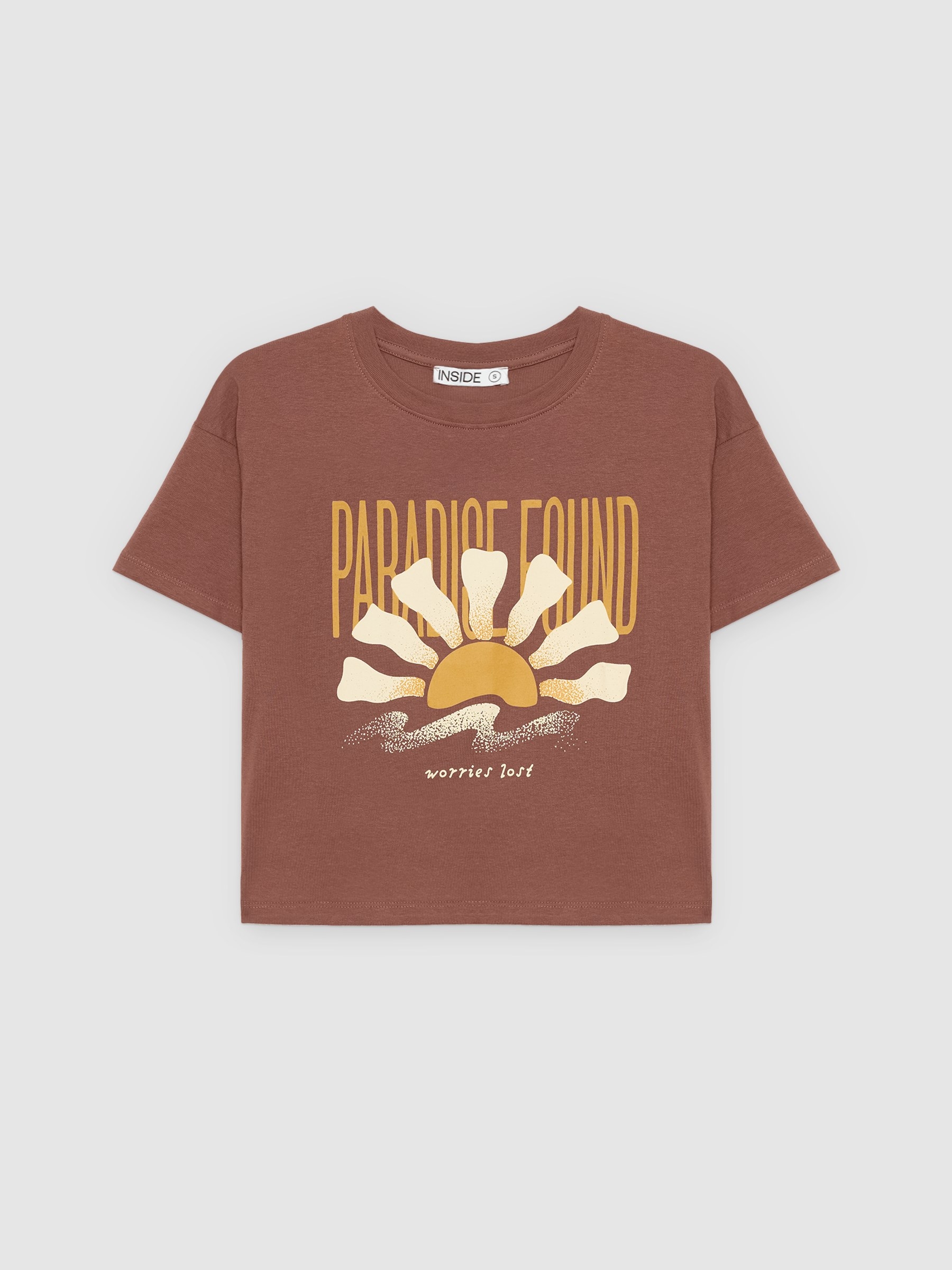 %Pto% Camiseta Paradise algodón chocolate vista frontal