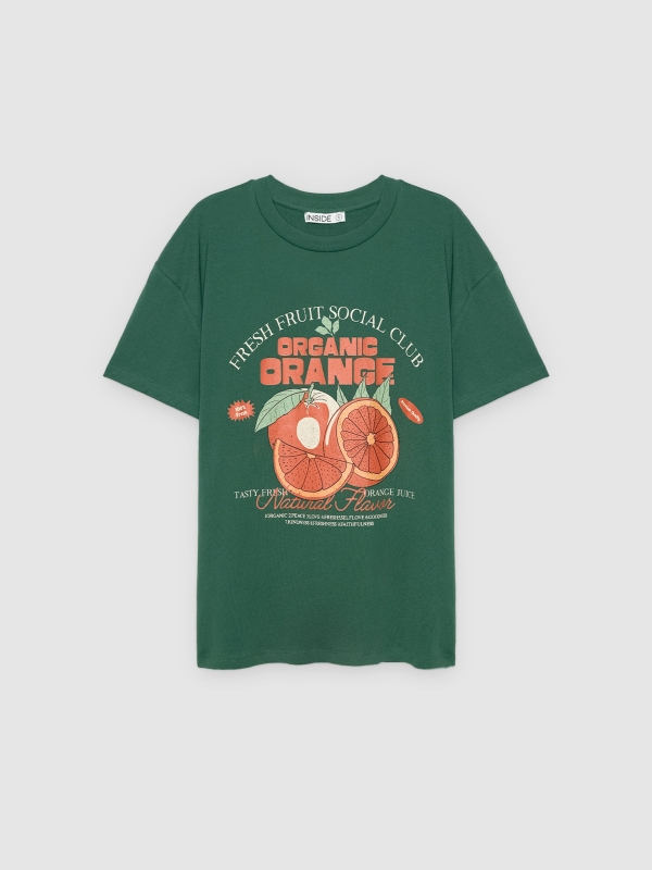  Camiseta oversized laranja verde escuro vista frontal