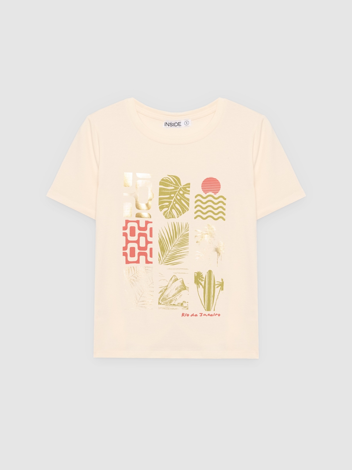 %Pto% Camiseta estampada tropical off white vista frontal