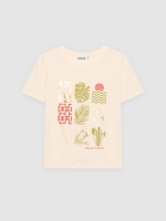 %Pto% Camiseta print tropical blanco roto vista frontal