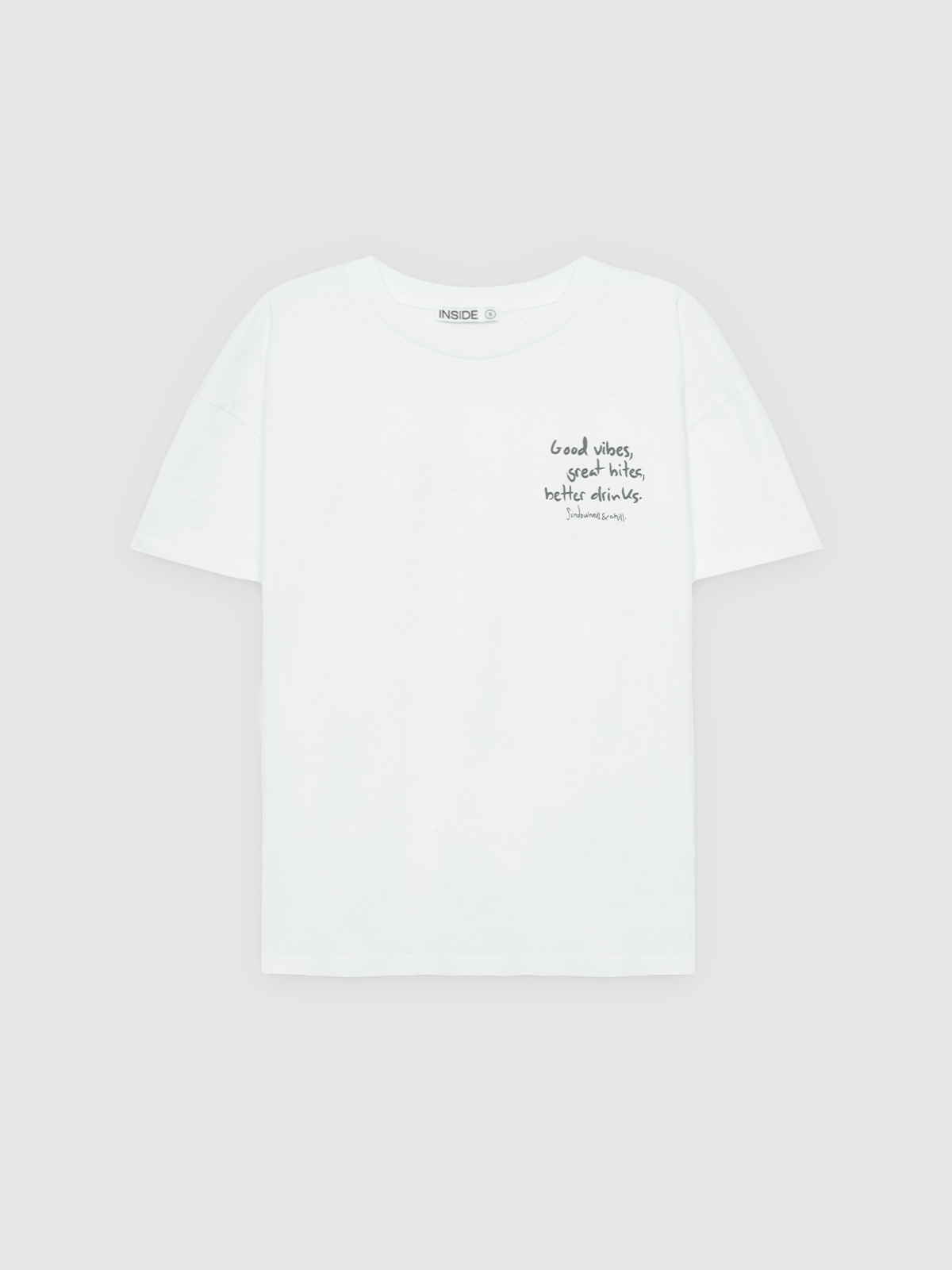 %Pto% Camiseta oversize good vibes blanco vista frontal