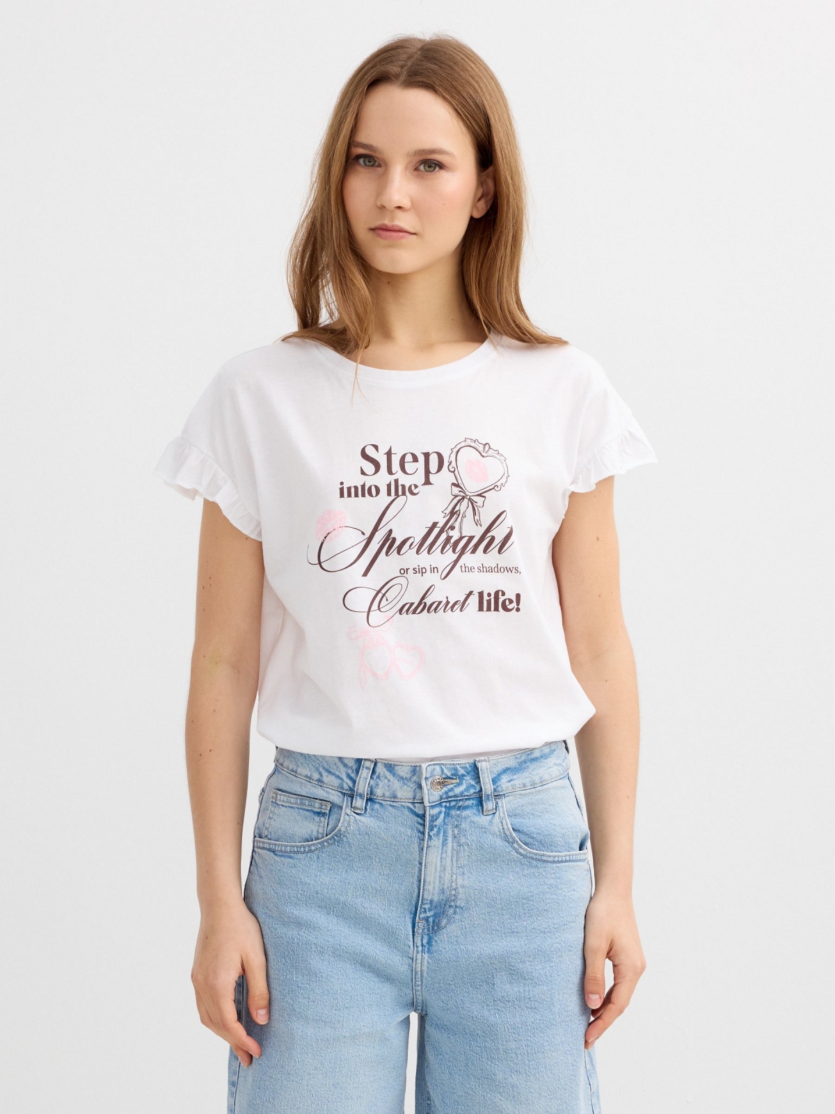 Camiseta com babados print texto
