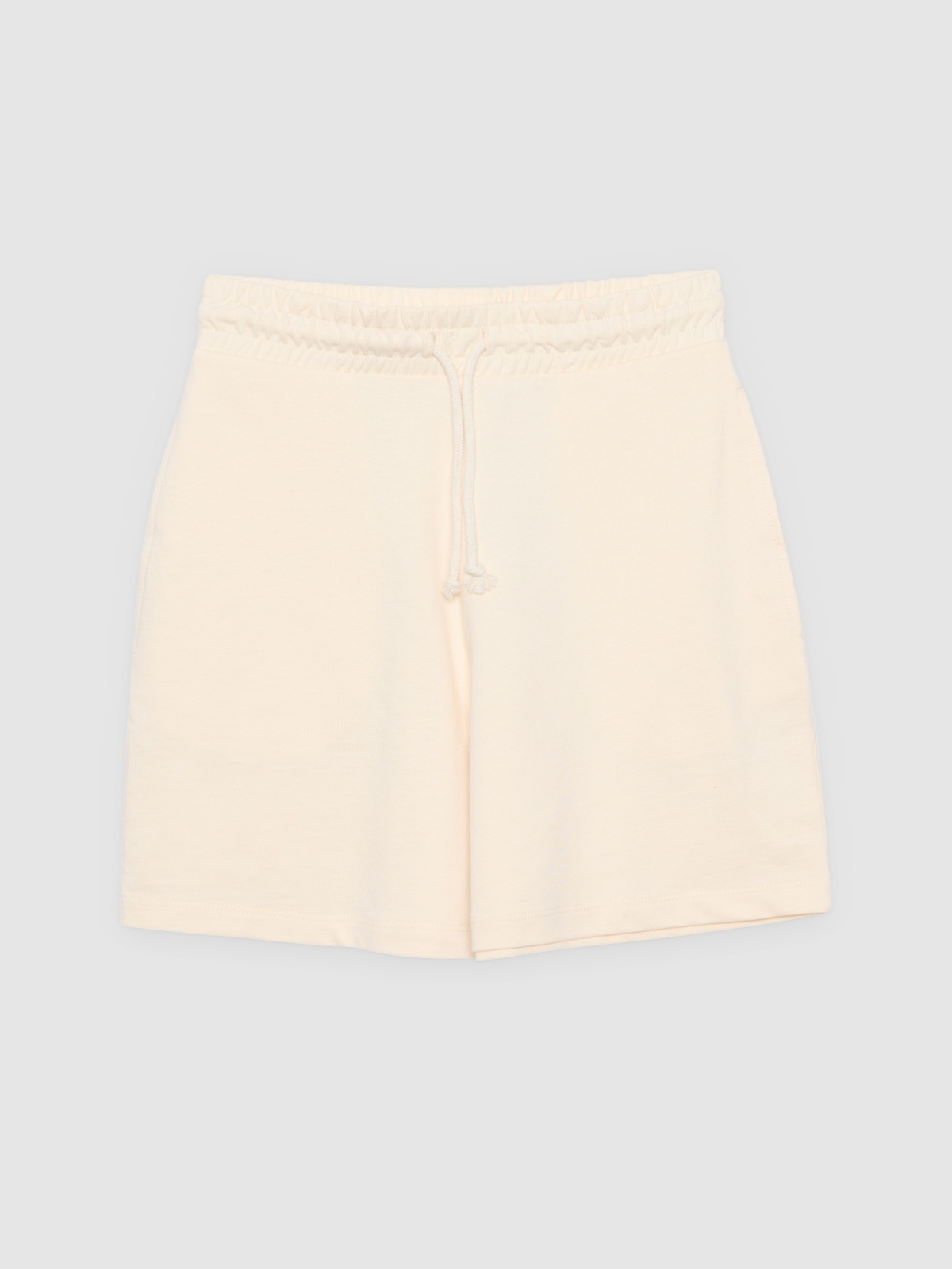 %Pto% Bermudas de felpa tiro alto crudo vista frontal