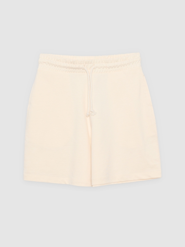  Bermudas de felpa tiro alto crudo vista frontal