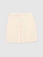 %Pto% High-waisted fleece Bermuda shorts raw front view