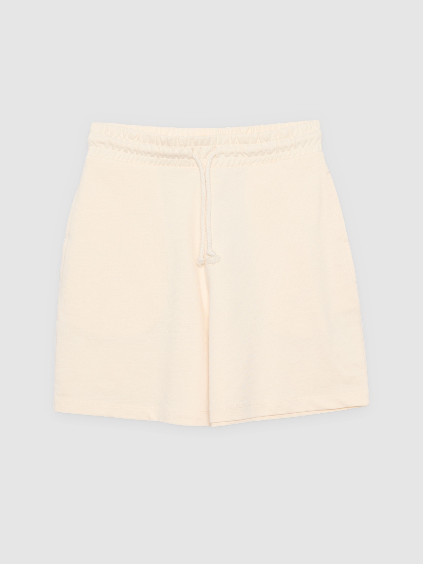 High-waisted fleece Bermuda shorts raw front view