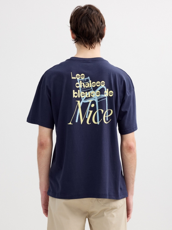 Short-sleeved T-shirt chair navy middle back view