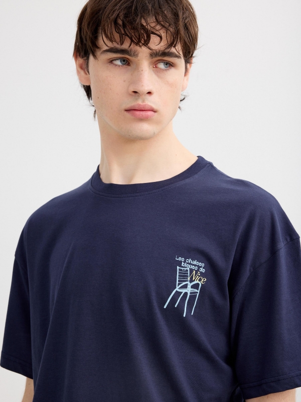 Short-sleeved T-shirt chair navy detail view