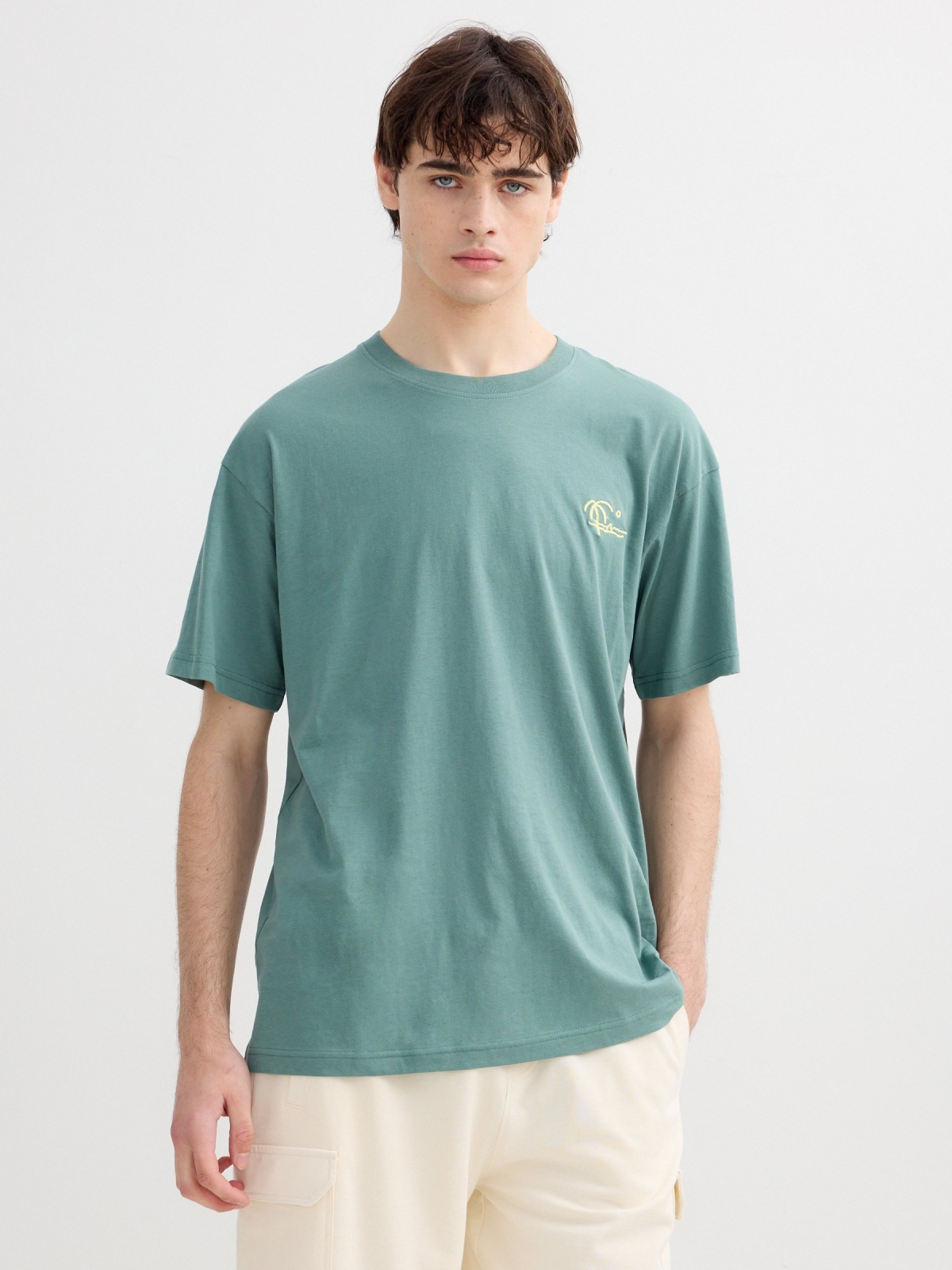 Beach mini print T-shirt green middle front view