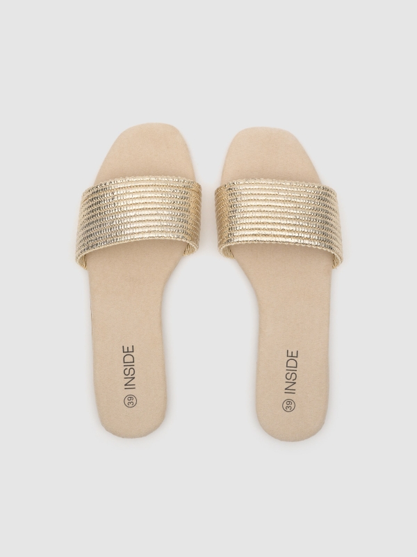 Sandália pala efeito pele bege vista superior