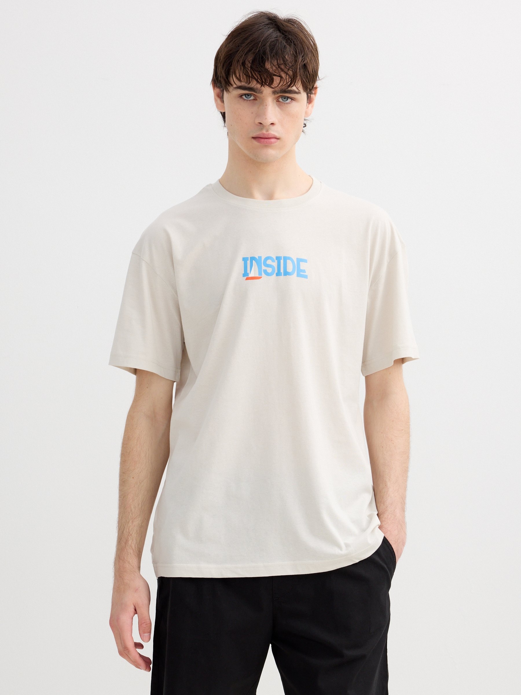 Camiseta estampada inside gris claro vista media frontal