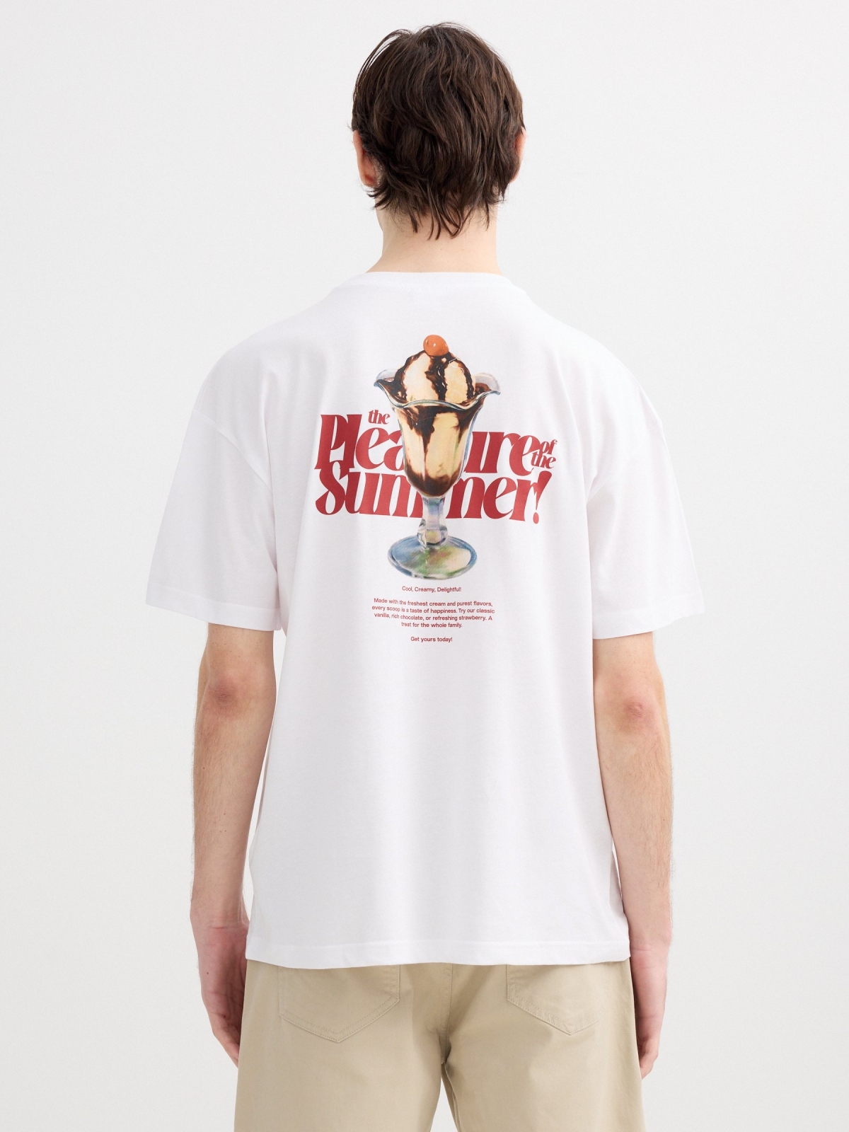 Camiseta pleasure summer blanco vista media trasera