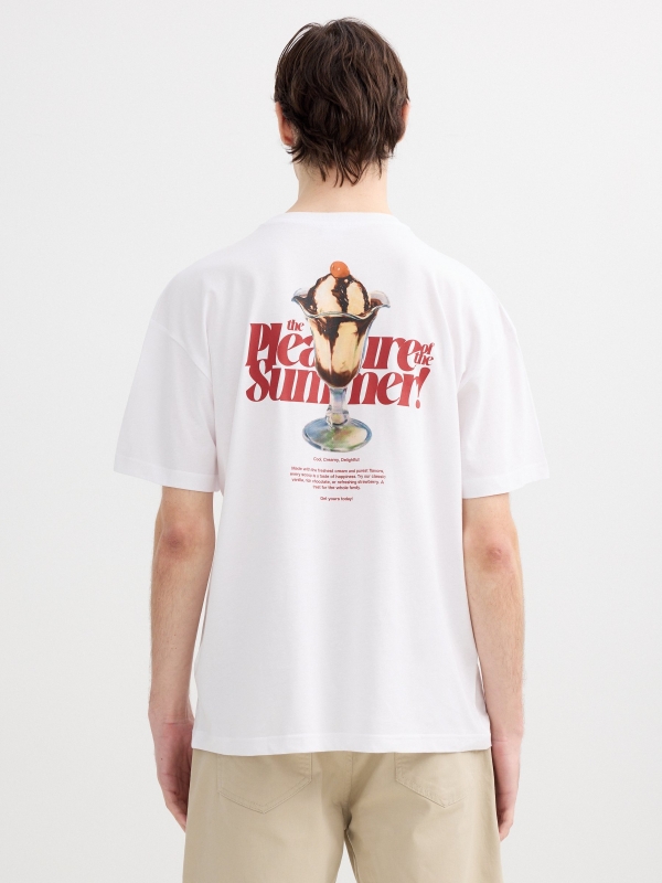 Camiseta prazer verão branco vista meia traseira