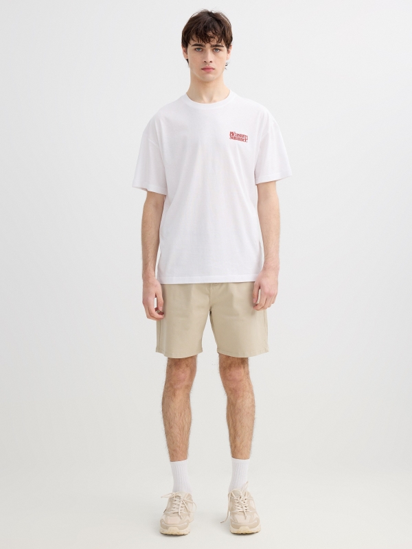 Camiseta prazer verão branco vista geral frontal