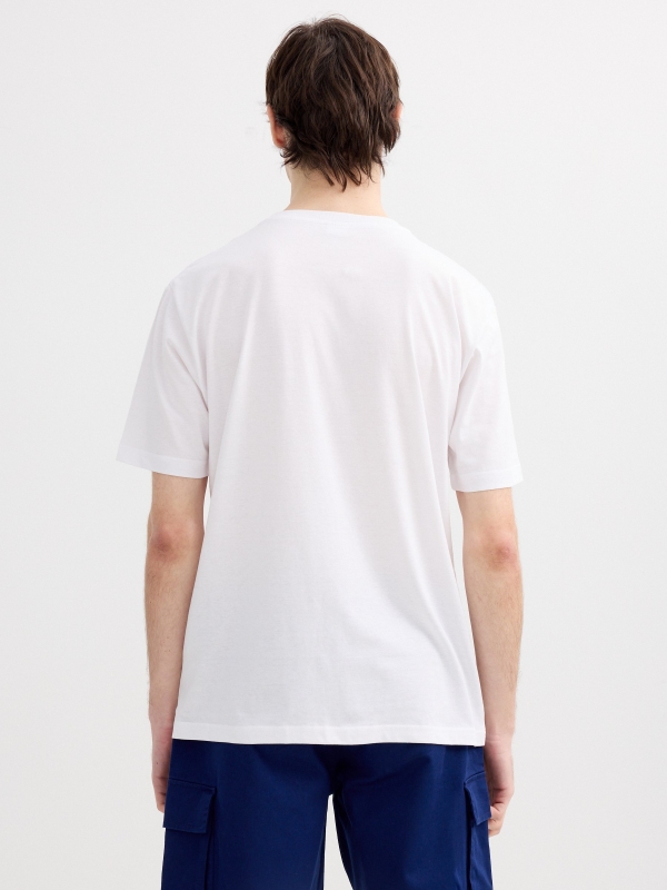 Camiseta estampada Menton blanco vista media trasera