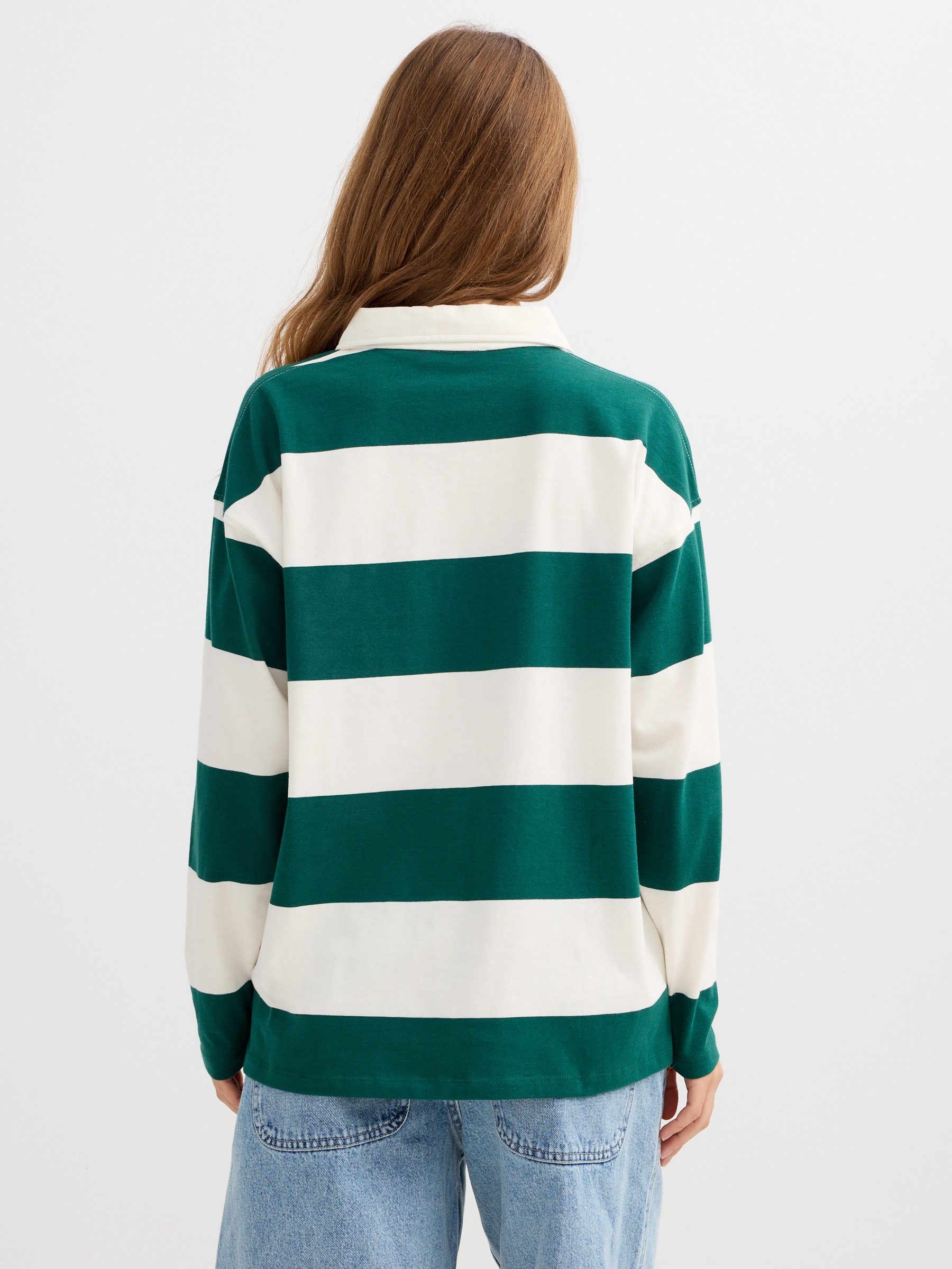 Camiseta polo rayas algodón beige vista media frontal