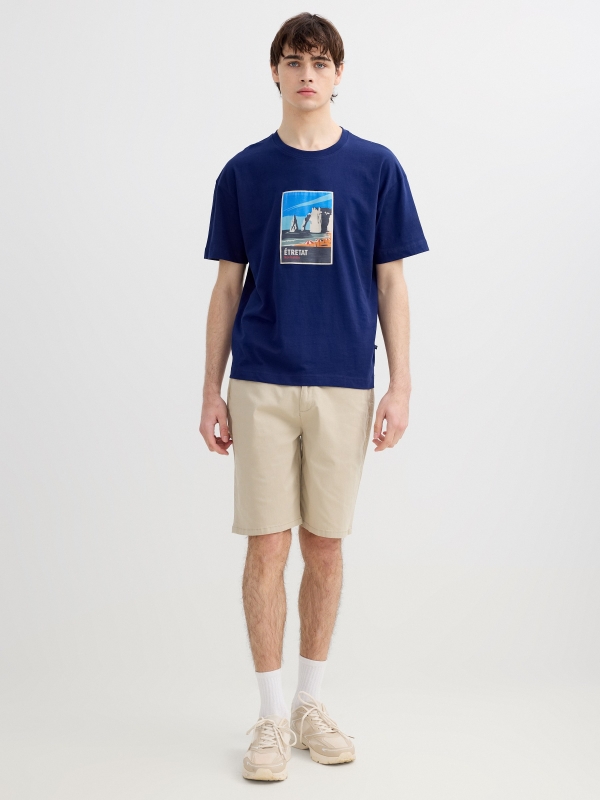 Camiseta estampada Étretat azul vista geral frontal