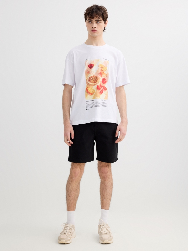 Camiseta de manga curta mediterranean branco vista geral frontal