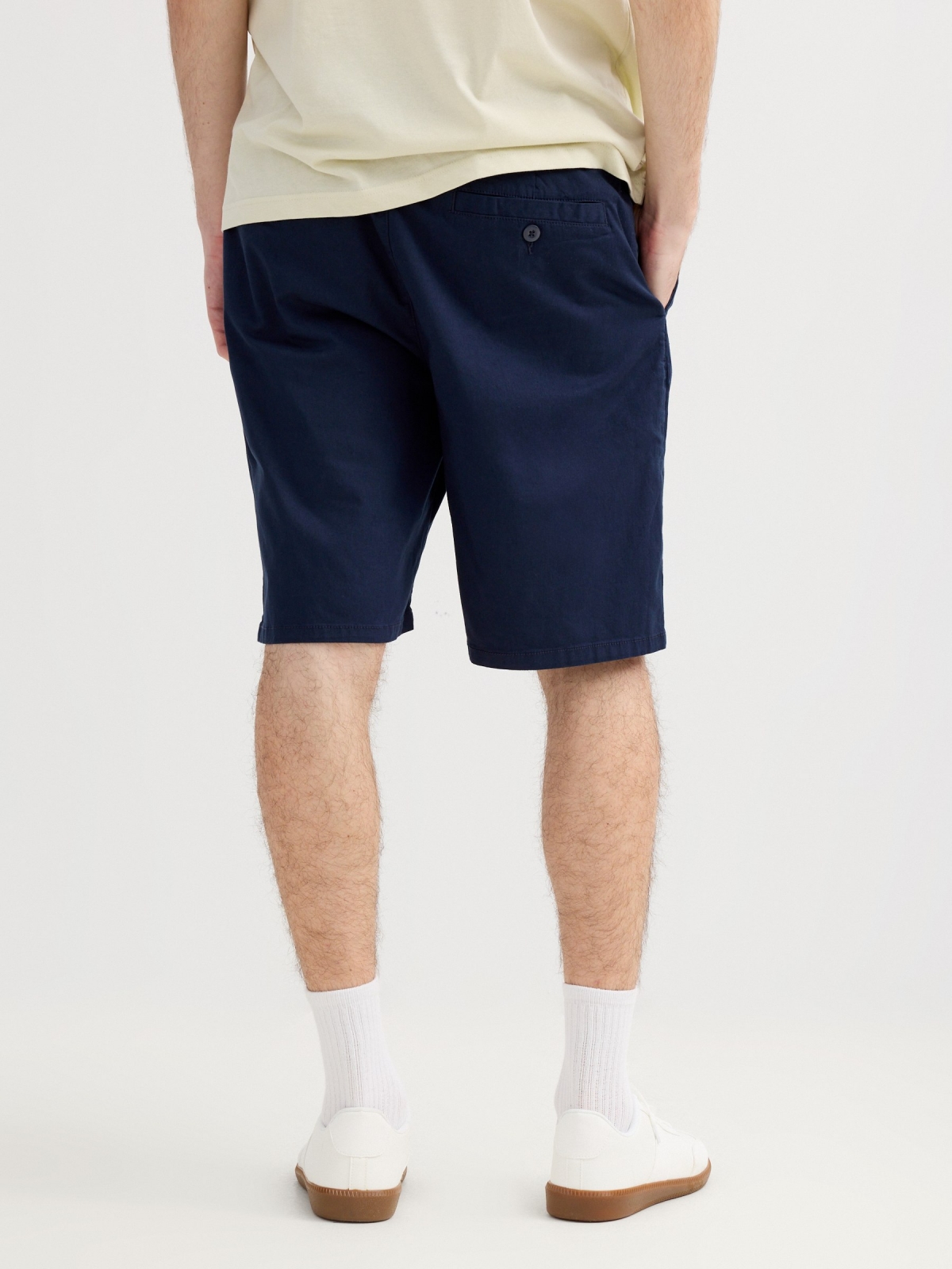 Regular chino shorts navy front view