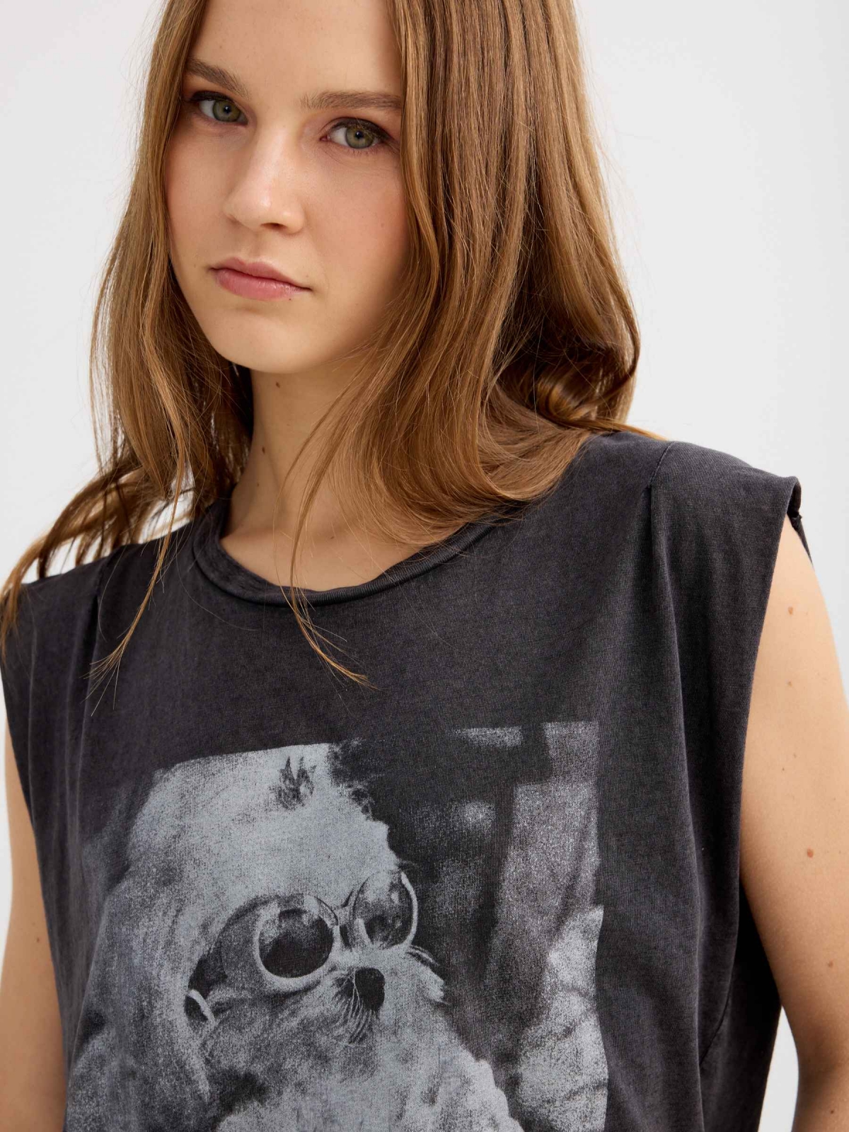 T-shirt double check black detail view