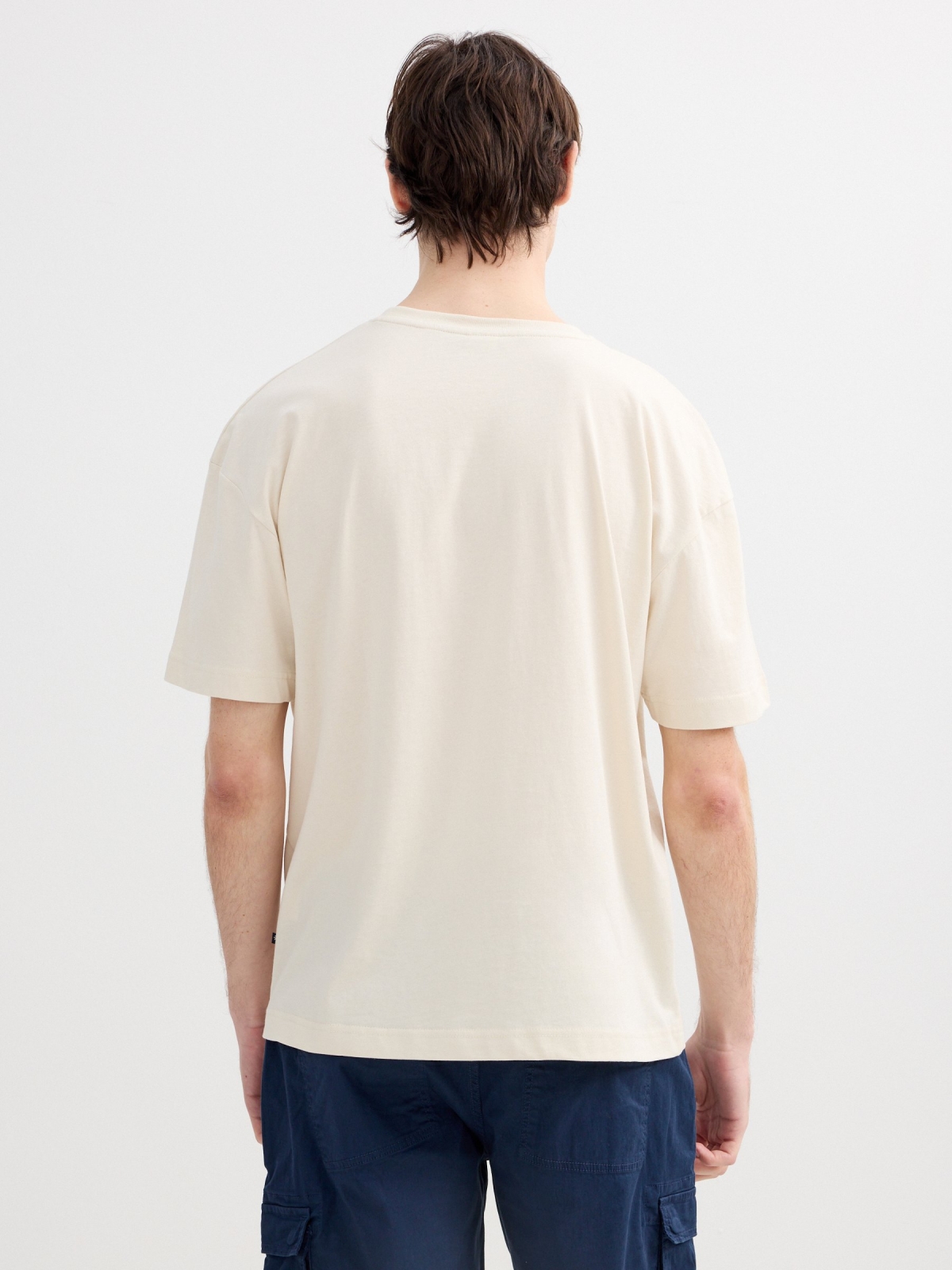 Camiseta estampado náutico crudo vista media trasera