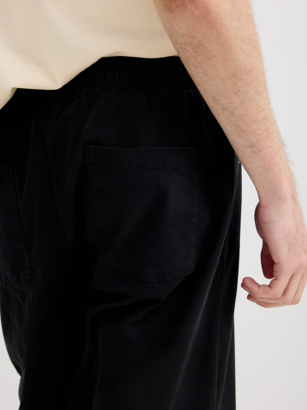 Gabardine jogger pants black detail view