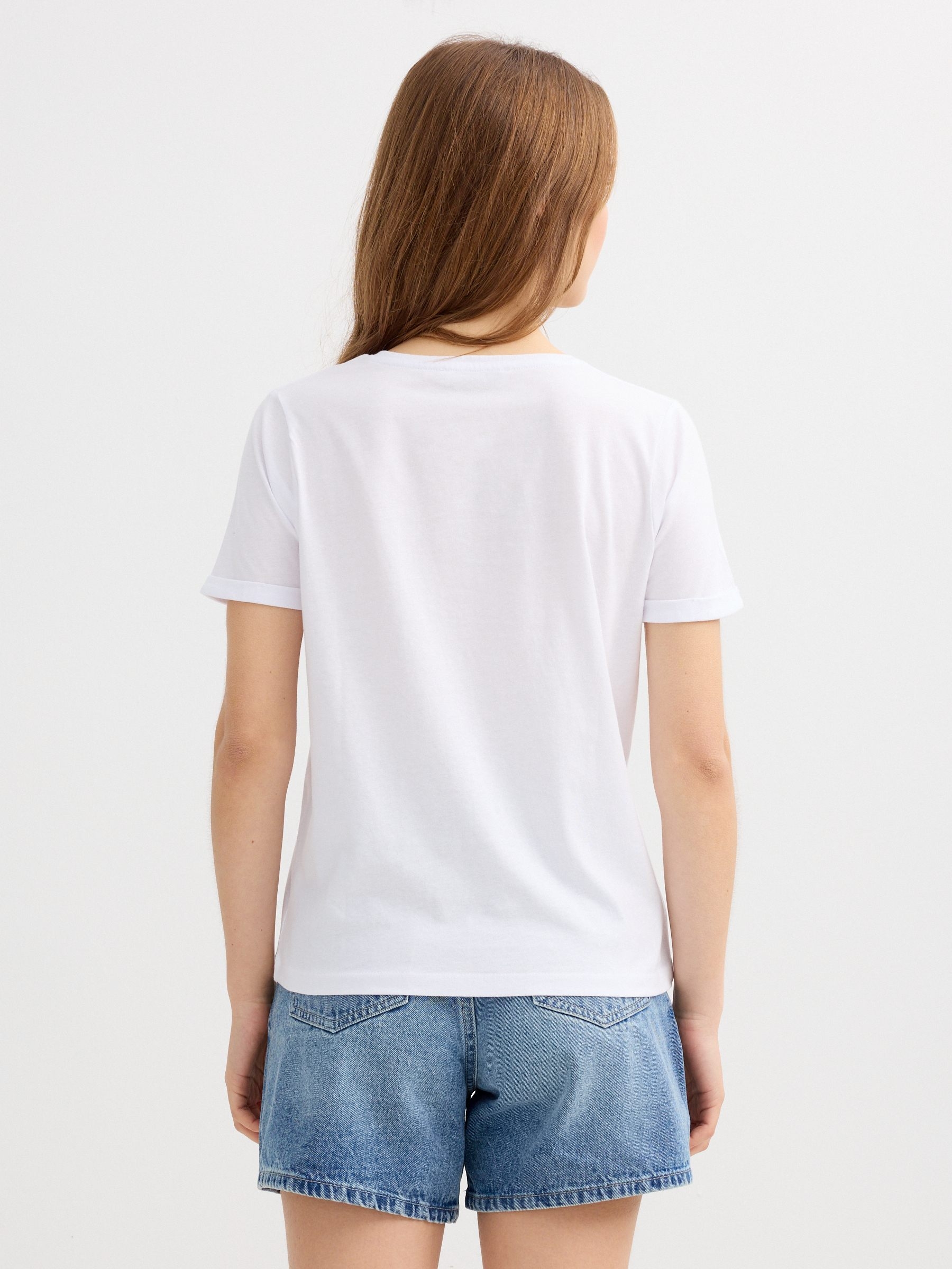 Camiseta étnica manga corta blanco vista media frontal