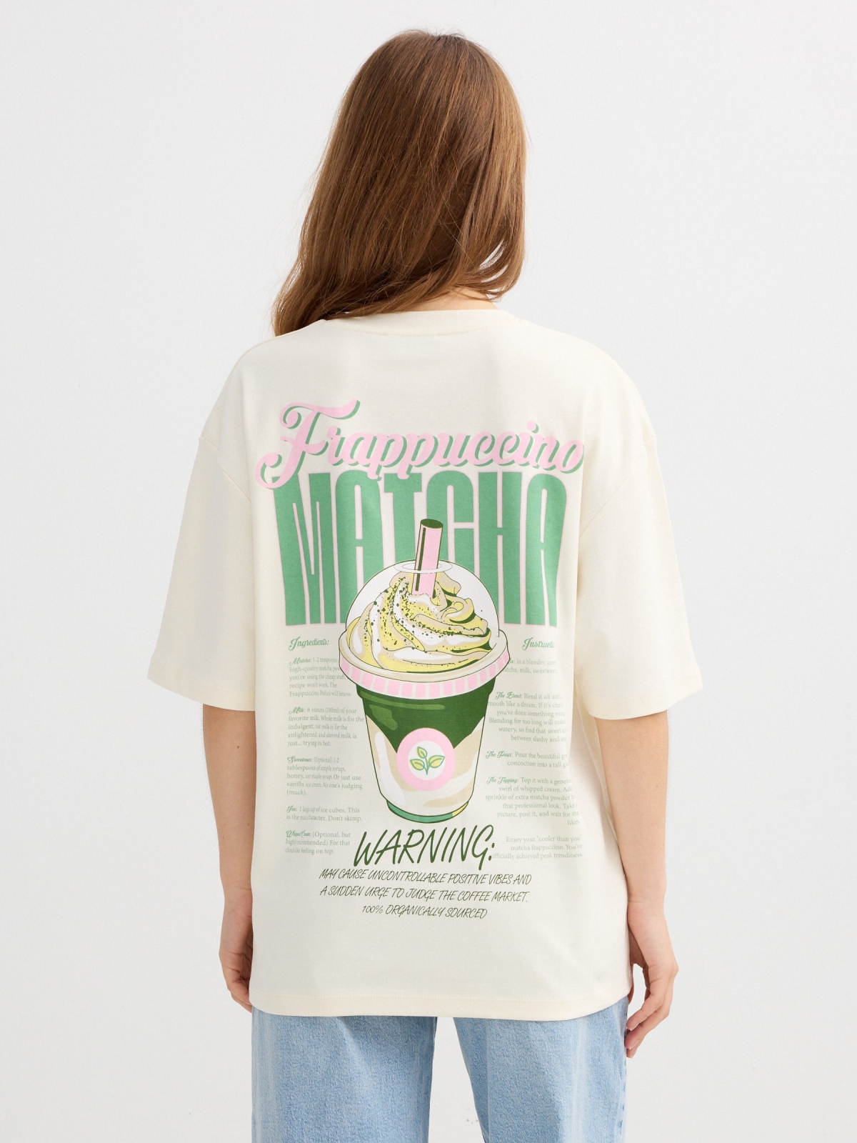 Oversized matcha T-shirt off white middle back view