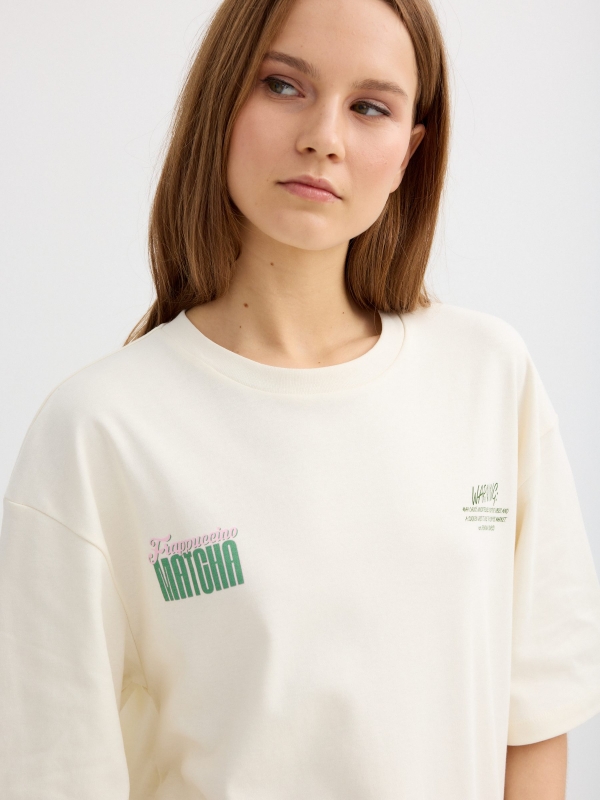 Oversized matcha T-shirt off white detail view