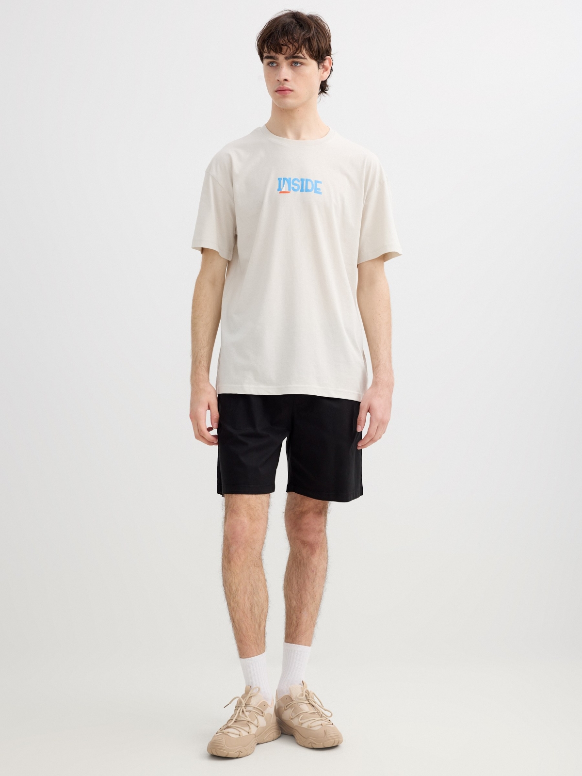 Gabardine jogger shorts black middle front view