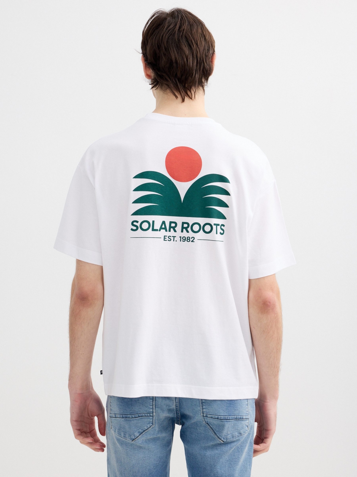 Camiseta single jersey mini bordado blanco vista media trasera