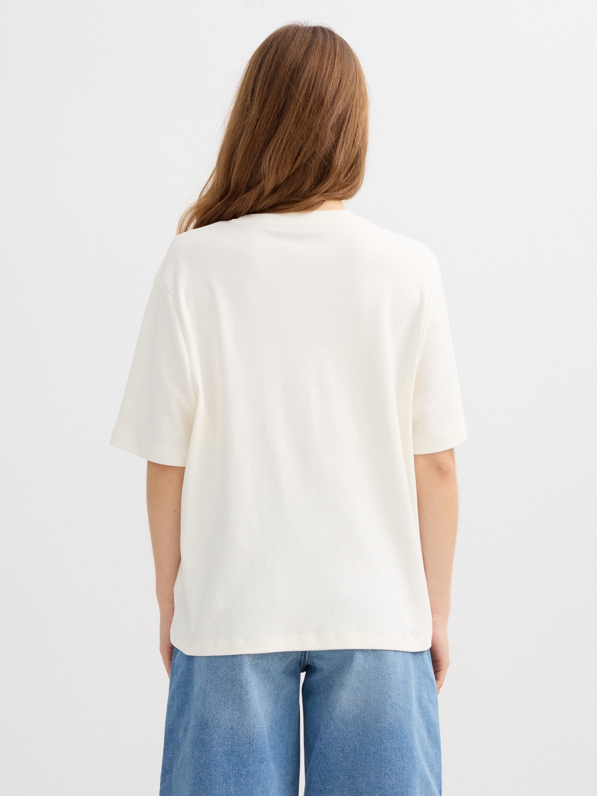 Camiseta oversize Klimt blanco roto vista media trasera