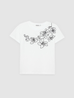 %Pto% Floral embroidered T-shirt white front view