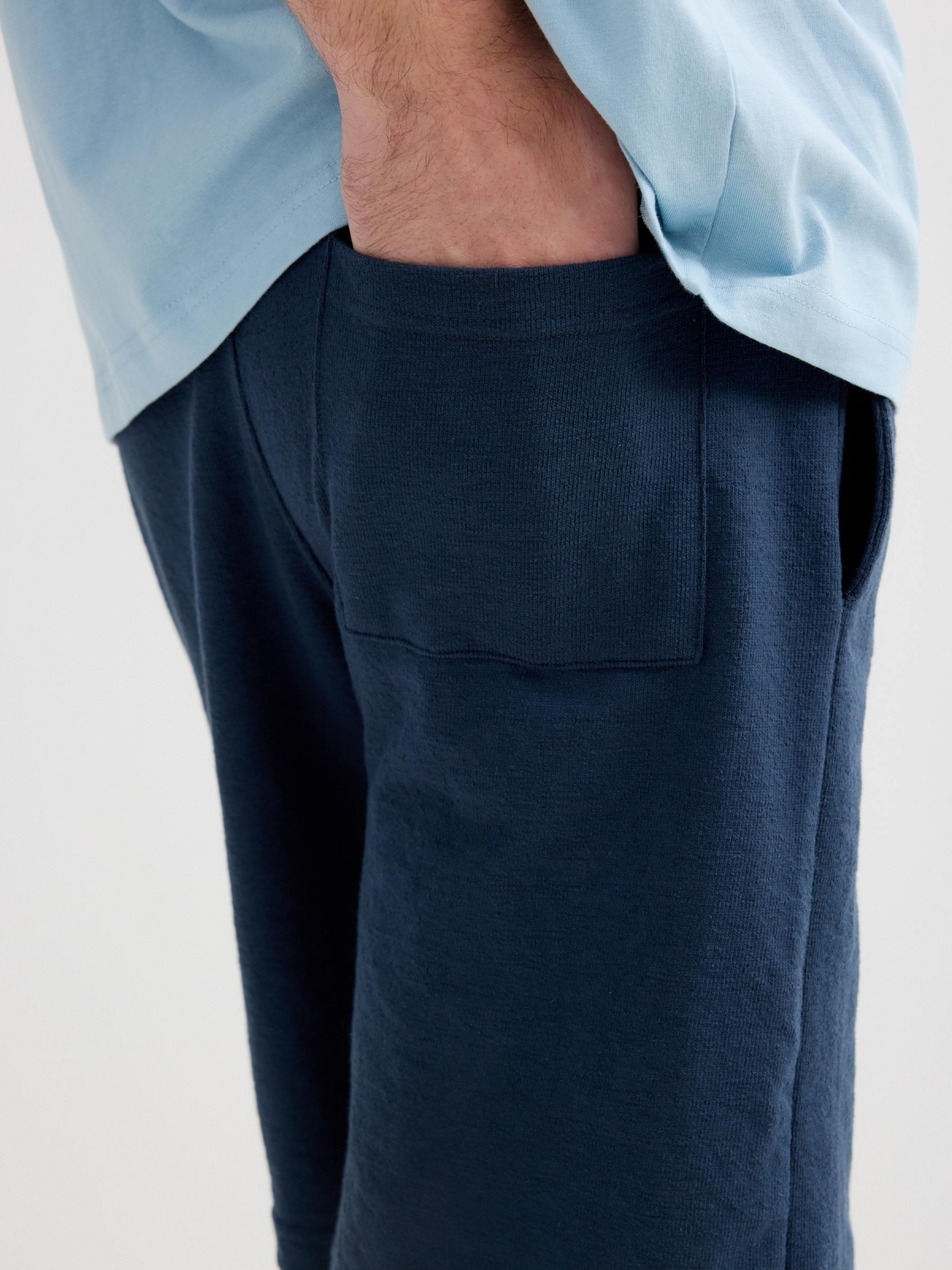 Fleece athletic shorts petrol blue detail view