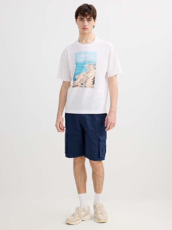 Camiseta breathe branco vista geral frontal