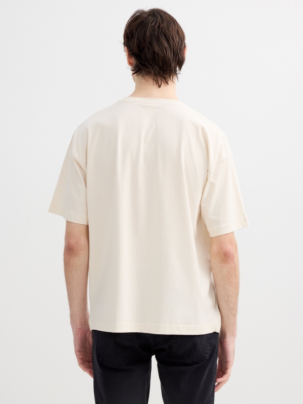 Motorbike print T-shirt raw middle back view