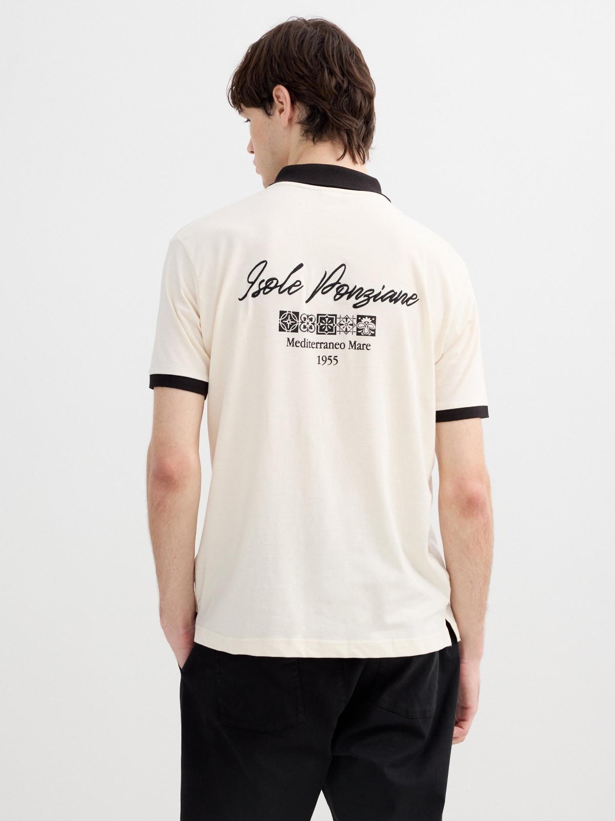 Polo embroidered text raw middle back view