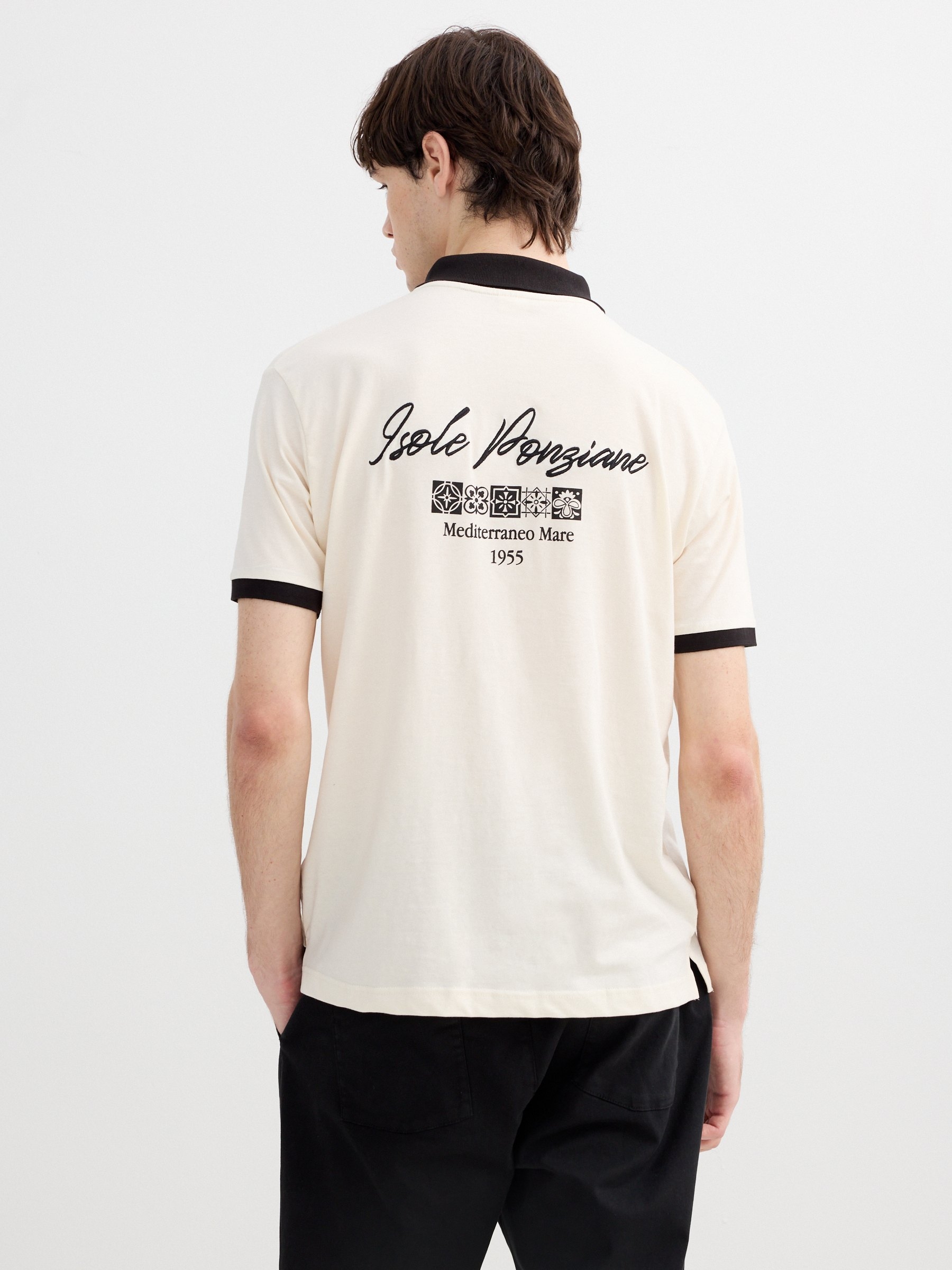 Polo embroidered text raw middle front view
