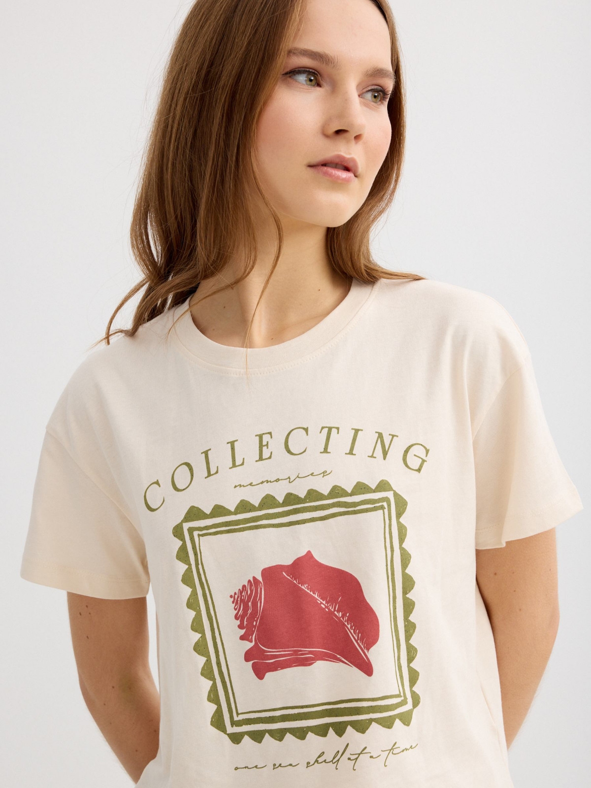 Camiseta algodón marco crudo vista detalle