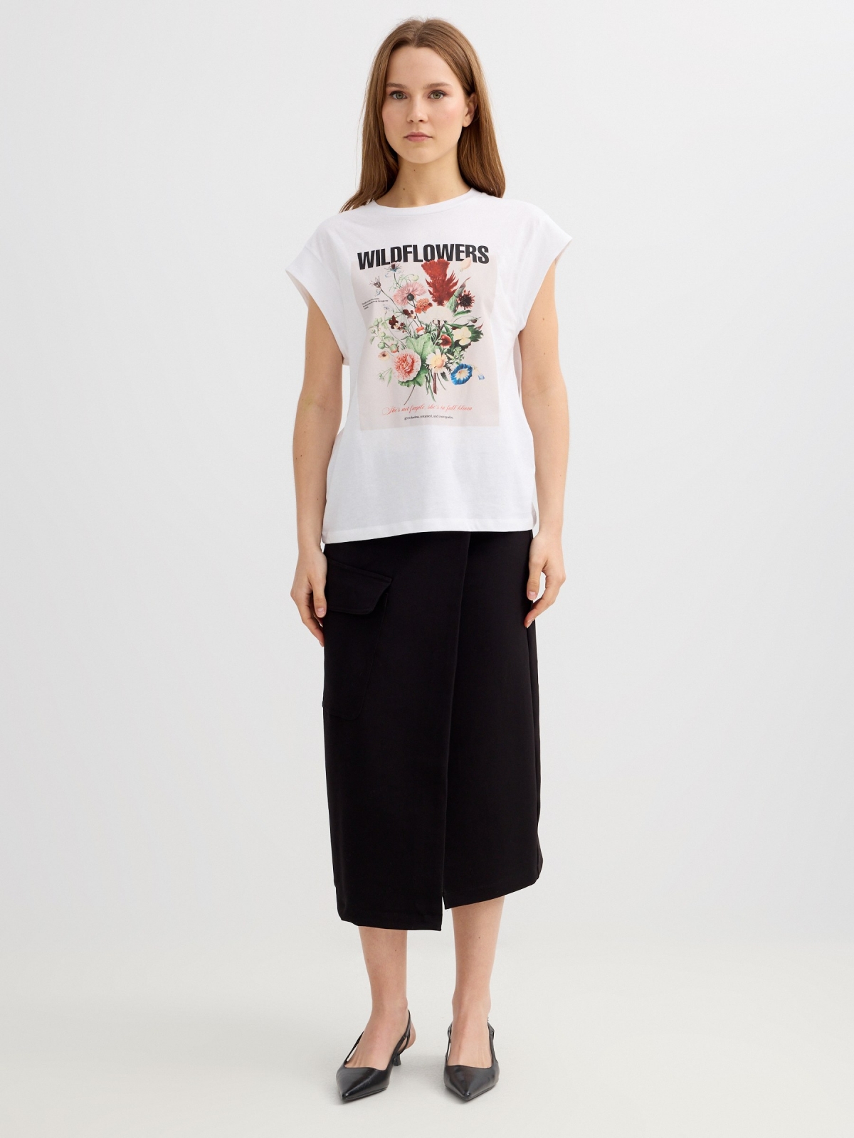 Camiseta wildflowers blanco vista general frontal