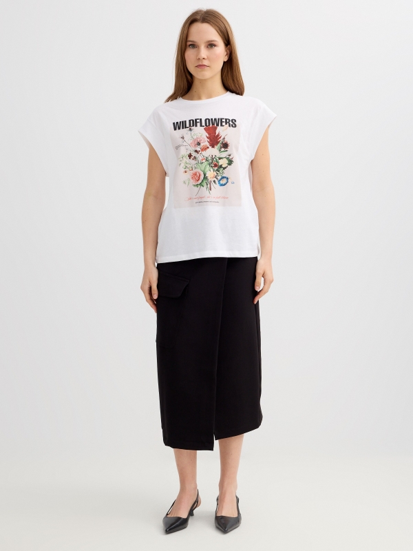 Camiseta wildflowers blanco vista general frontal