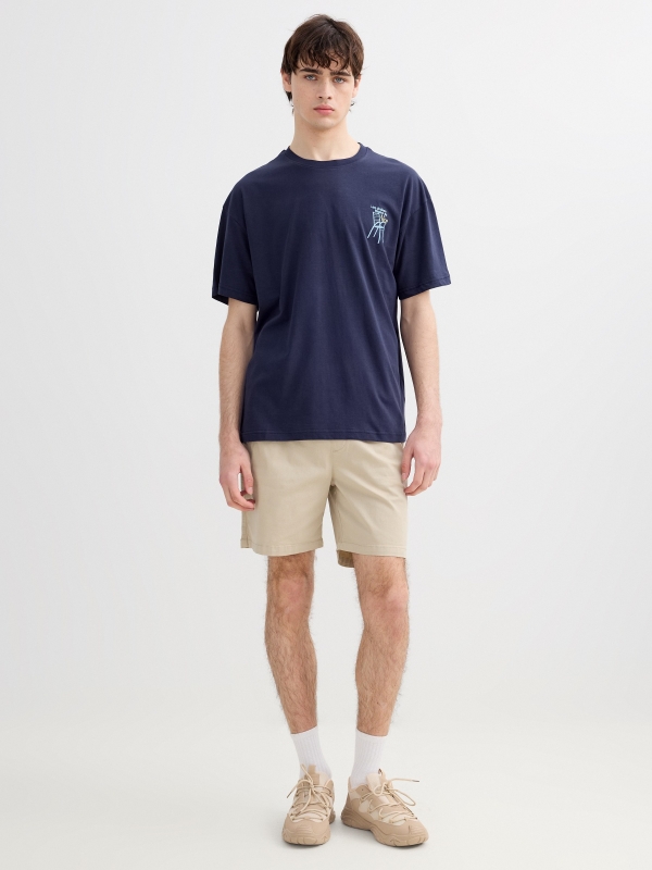 Gabardine jogger shorts raw middle front view