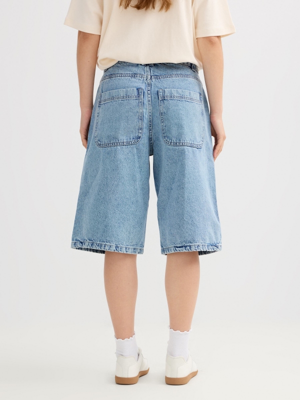 Bermuda denim tiro alto azul claro vista general frontal