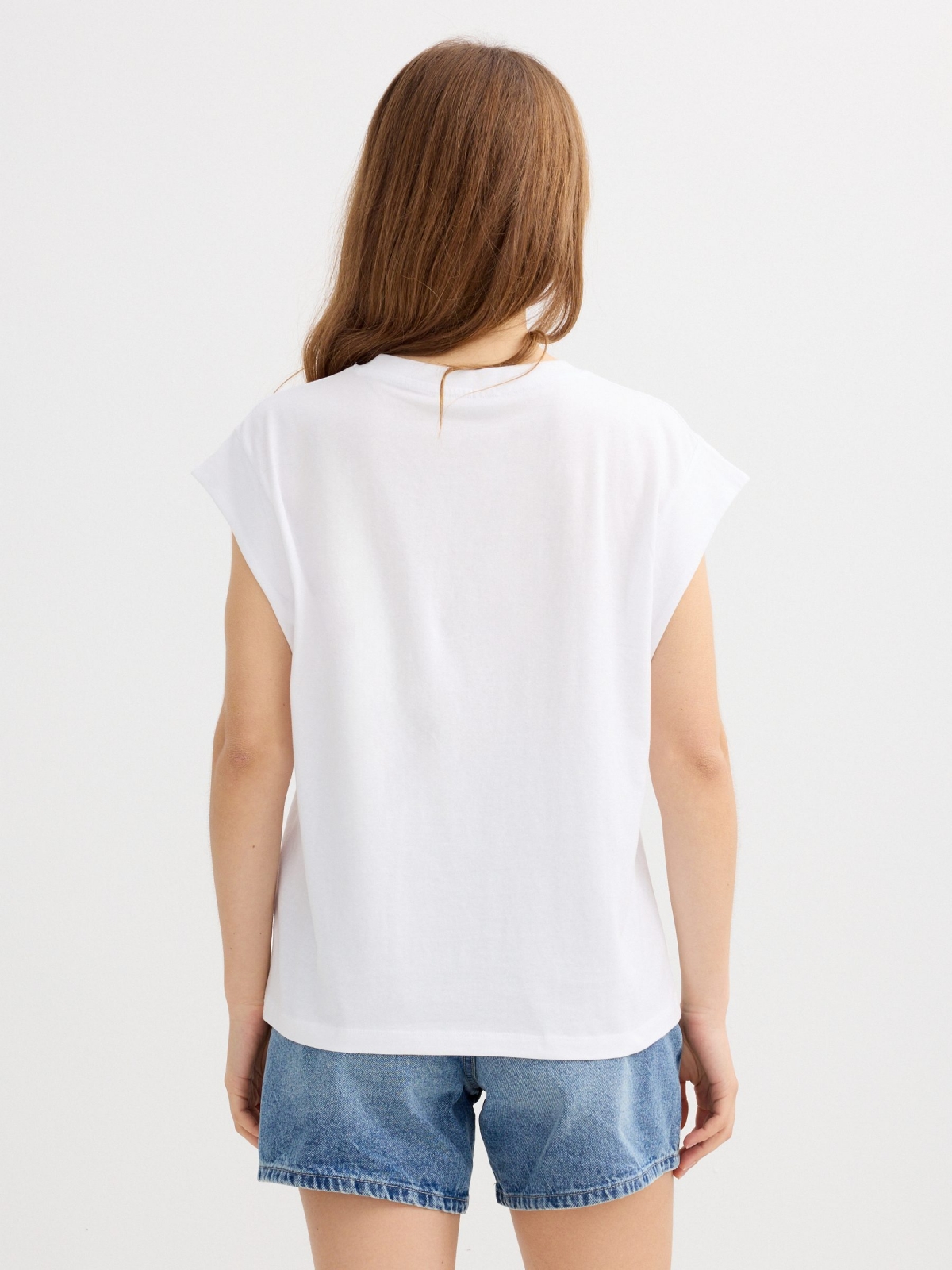 Graphic tank top white middle back view