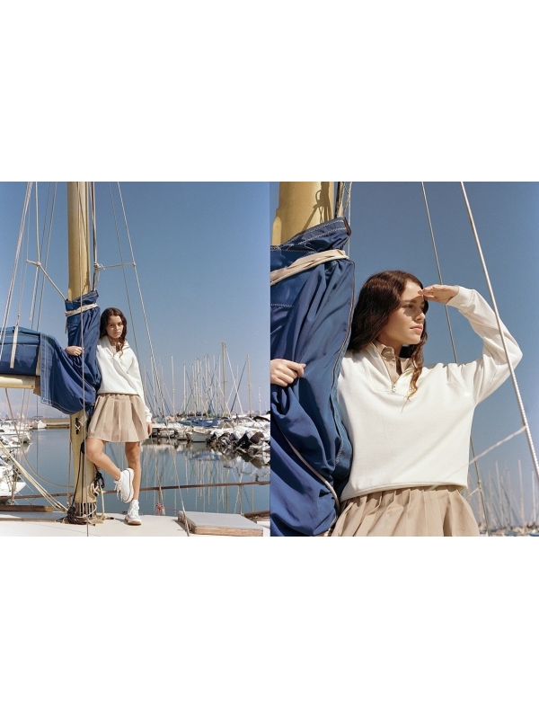  Sudadera cuello perkins cremallera blanco roto